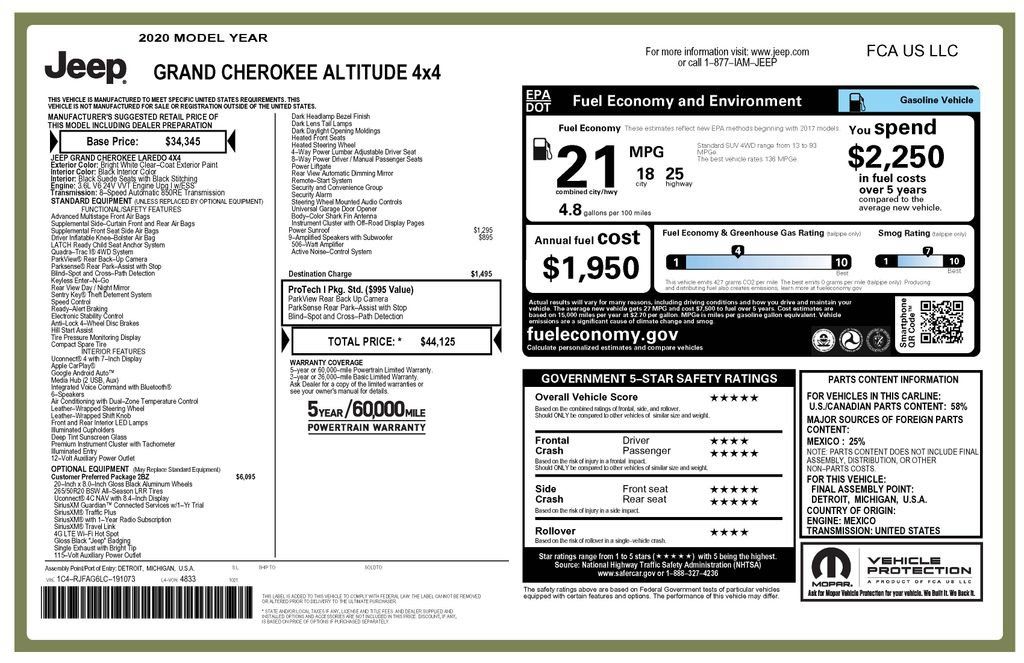 Used 2020 Jeep Grand Cherokee Altitude AWD/4WD image 2