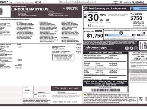 New 2025 Lincoln Nautilus Premier w/ Equipment Group 102A image 68