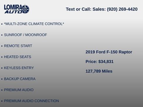Used 2019 Ford F150 Raptor w/ Equipment Group 802A Luxury AWD/4WD image 10