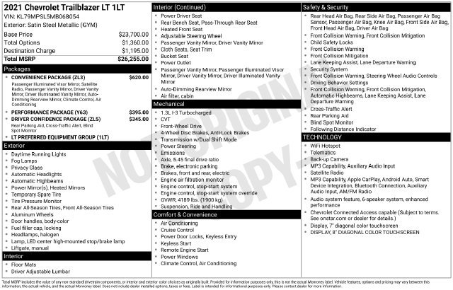 Used 2021 Chevrolet TrailBlazer LT w/ Convenience Package FWD image 14