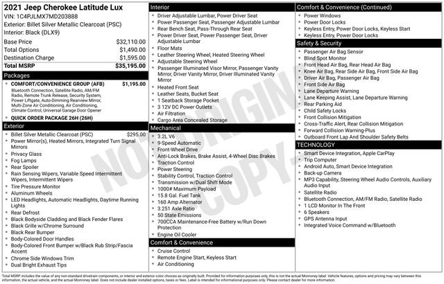 Used 2021 Jeep Cherokee Latitude Lux w/ Comfort/Convenience Group FWD image 15