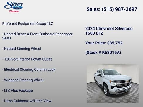 Used 2024 Chevrolet Silverado 1500 LTZ w/ LTZ Premium Package AWD/4WD image 28