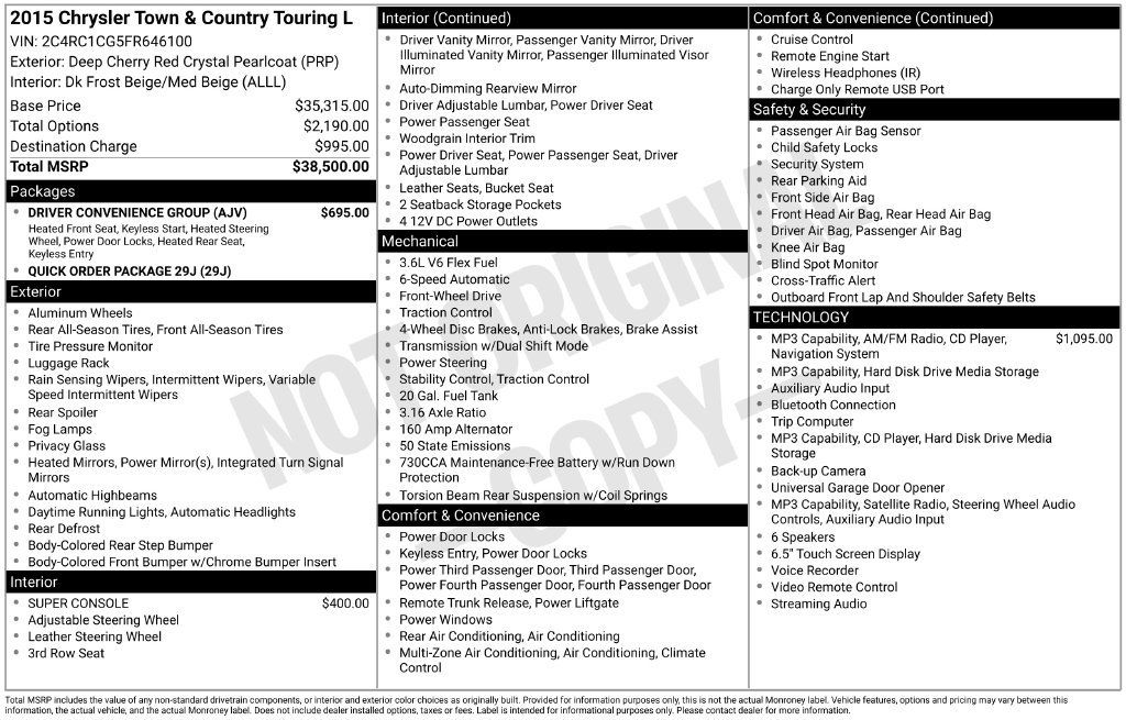 Used 2015 Chrysler Town & Country Touring-L w/ Driver Convenience Group FWD image 15
