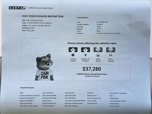 Certified 2022 Volvo XC60 B5 Inscription w/ Climate Package image 1