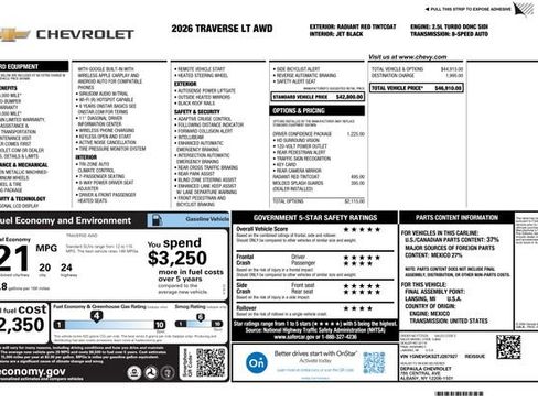 New 2026 Chevrolet Traverse LT w/ Driver Confidence Package AWD/4WD image 2