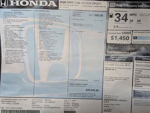 New 2026 Honda Civic Sport image 17