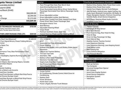 Used 2021 Toyota Venza Limited w/ Advanced Technology Package image 26
