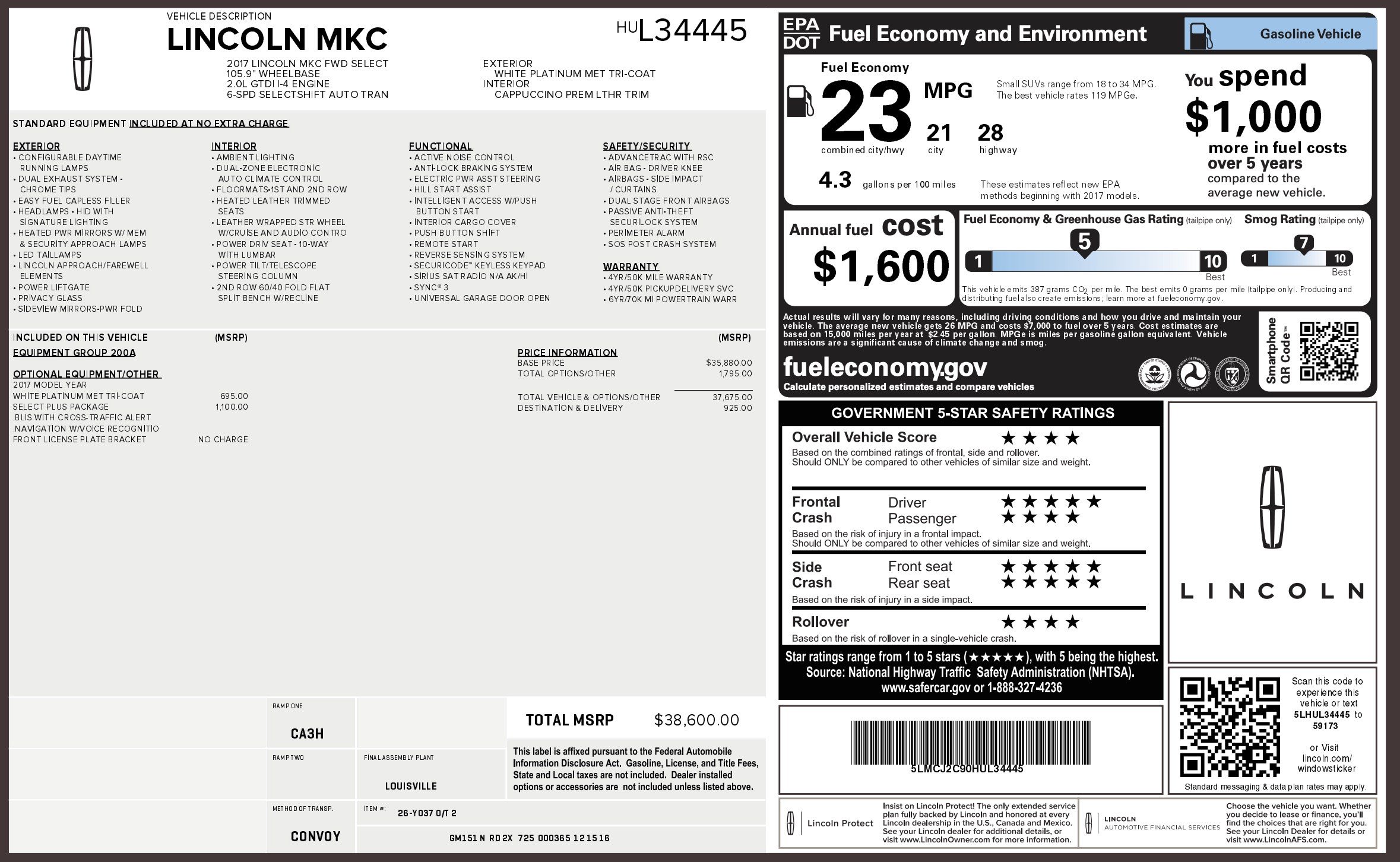 Used 2017 Lincoln MKC Select w/ Select Plus Package FWD image 2