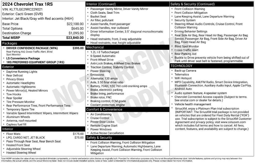 Certified 2024 Chevrolet Trax RS w/ Driver Confidence Package FWD image 11