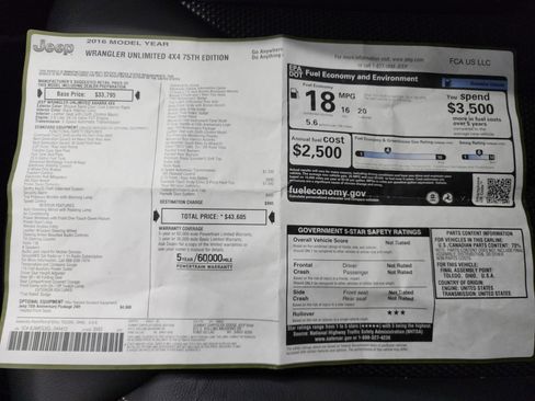 Used 2016 Jeep Wrangler Unlimited Sahara image 49