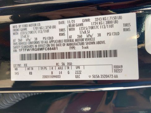 Used 2021 Ford F150 Raptor w/ Equipment Group 801A High image 20