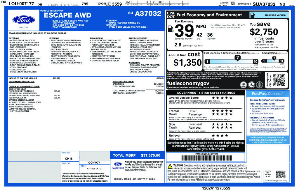 Certified 2025 Ford Escape ST-Line Select w/ Tech Pack #1 AWD/4WD image 5