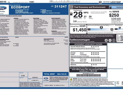 Used 2020 Ford EcoSport SE w/ Interior Protection Package image 3