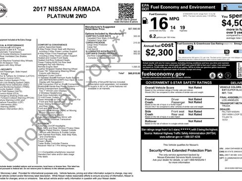 Used 2017 Nissan Armada Platinum w/ Captain Seat Package RWD image 3