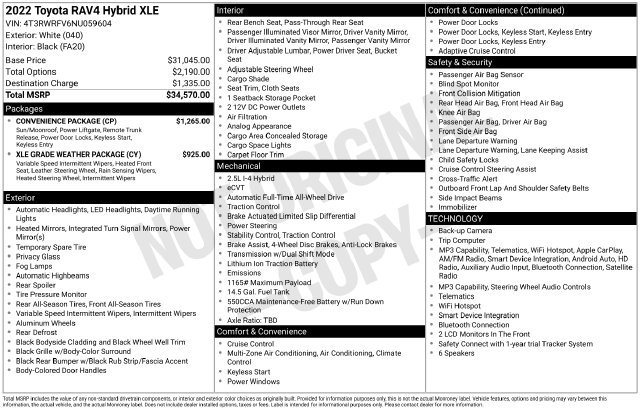 Used 2022 Toyota RAV4 XLE w/ Convenience Package AWD/4WD image 31