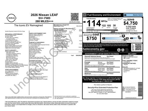 New 2026 Nissan Leaf SV+ w/ Illuminated Package FWD image 6