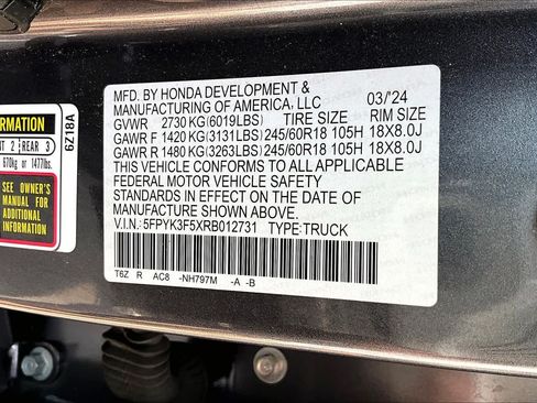 Certified 2024 Honda Ridgeline RTL image 62