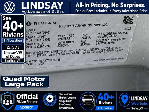 Used 2022 Rivian R1T Adventure AWD/4WD image 30