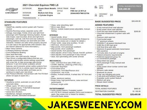 Certified 2021 Chevrolet Equinox LS w/ LS Convenience Package FWD image 1