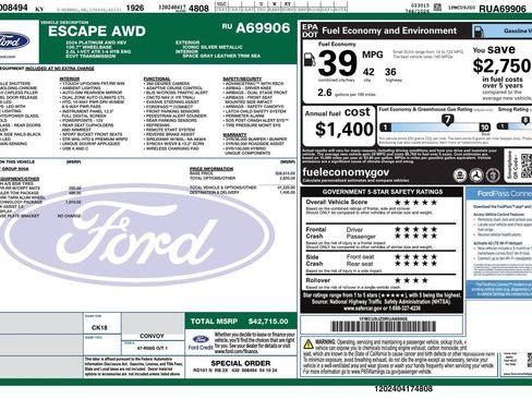 Used 2024 Ford Escape Platinum w/ Premium Technology Package AWD/4WD image 10