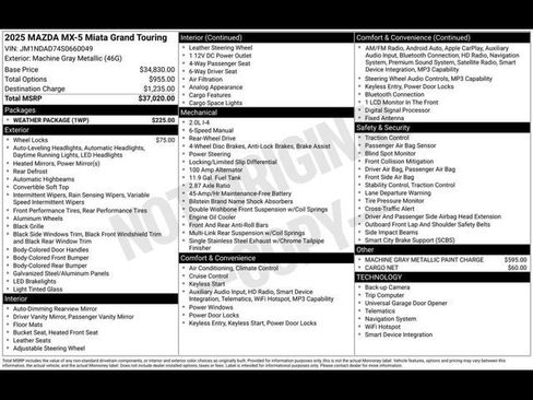 New 2025 MAZDA MX-5 Miata Grand Touring w/ Weather Package image 2
