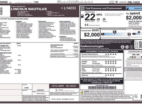 Used 2023 Lincoln Nautilus Reserve w/ Equipment Group 201A image 59