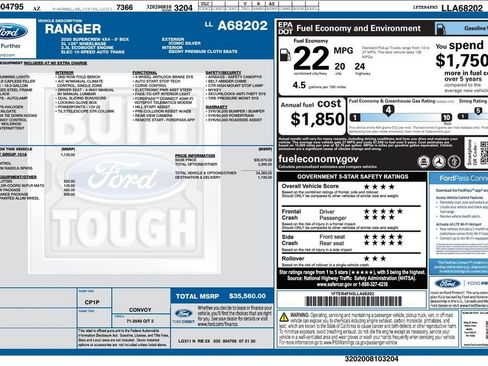 Used 2020 Ford Ranger XL w/ Equipment Group 101A Mid AWD/4WD image 3