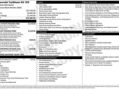 Certified 2023 Chevrolet TrailBlazer RS w/ Sun and Liftgate Package AWD/4WD image 37
