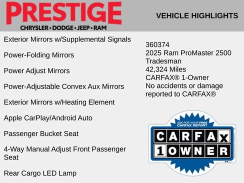 Used 2025 RAM ProMaster 2500 w/ Convenience Group FWD image 6