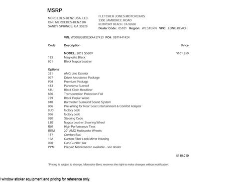 Used 2019 Mercedes-Benz S 560 Sedan image 2