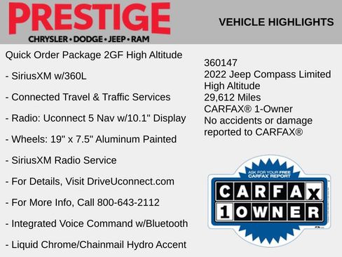 Used 2022 Jeep Compass High Altitude AWD/4WD image 8