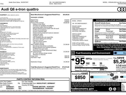 Used 2025 Audi Q6 e-tron Premium Plus w/ Premium Plus AWD/4WD image 3