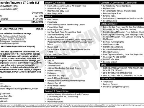 Used 2022 Chevrolet Traverse LT w/ LPO, Floor Liner Package AWD/4WD image 6