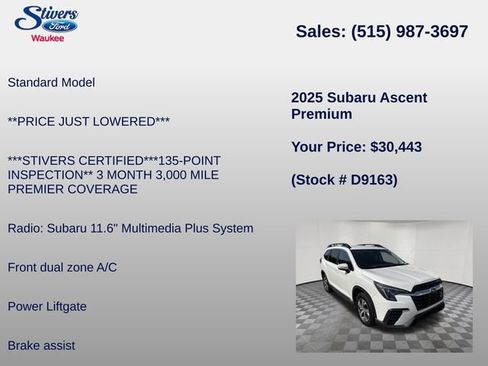 Used 2025 Subaru Ascent Premium AWD/4WD image 8