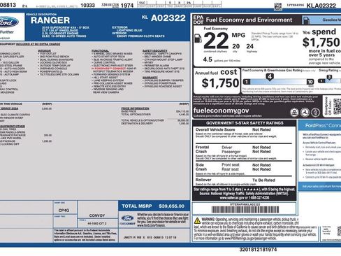 Used 2019 Ford Ranger XLT w/ Equipment Group 302A Luxury AWD/4WD image 1