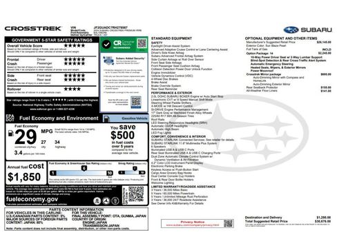 Used 2024 Subaru Crosstrek 2.0i Premium AWD/4WD image 6
