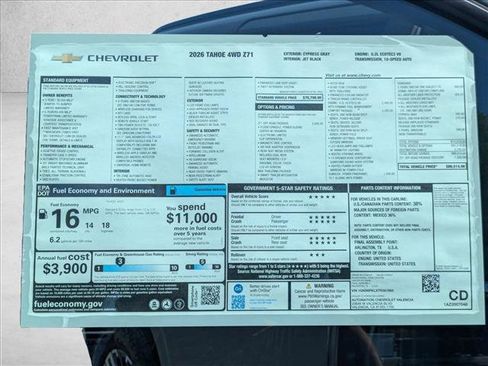New 2026 Chevrolet Tahoe Z71 w/ Z71 Off-Road Package AWD/4WD image 18