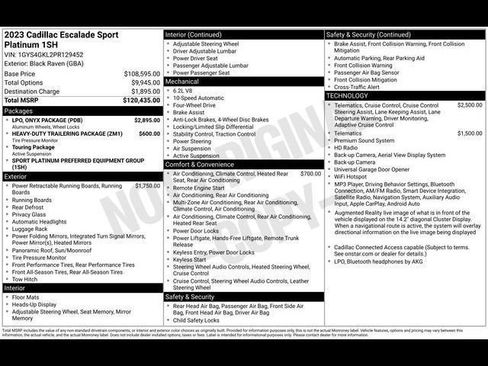 Certified 2023 Cadillac Escalade Sport Platinum w/ LPO, ONYX Package AWD/4WD image 11