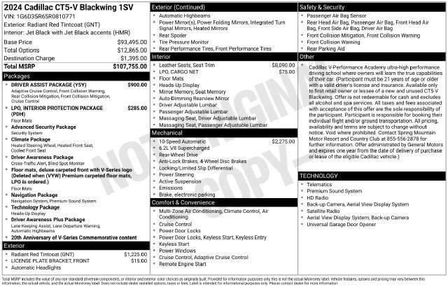 Used 2024 Cadillac CT5 V Blackwing w/ Driver Assist Package RWD image 35