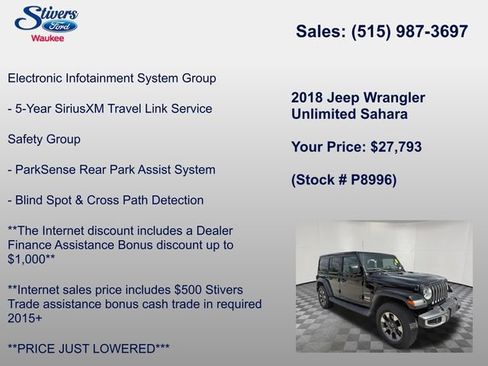 Used 2018 Jeep Wrangler Unlimited Sahara w/ Dual Top Group AWD/4WD image 28