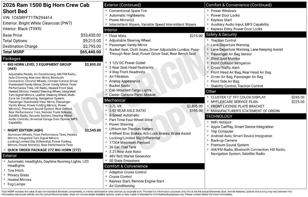 New 2026 RAM 1500 Big Horn AWD/4WD image 4