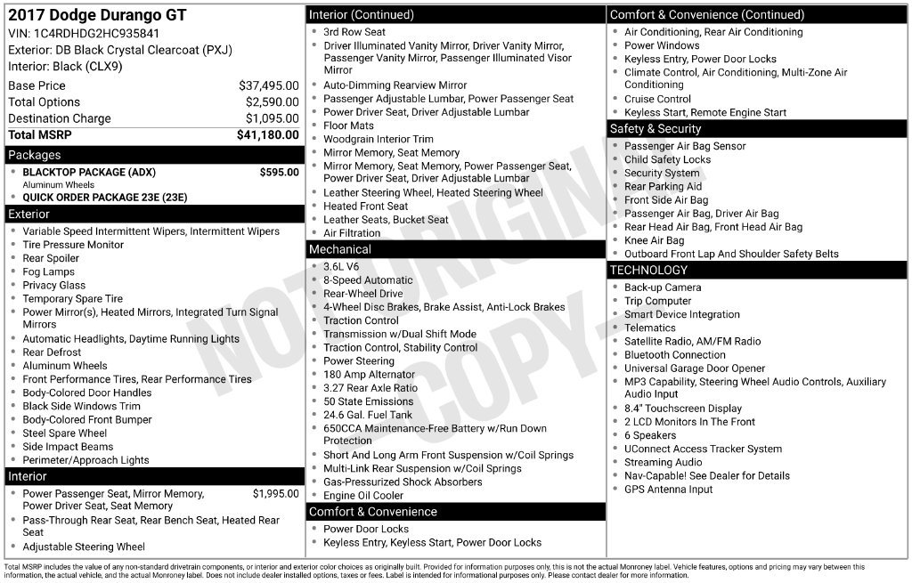 Used 2017 Dodge Durango GT w/ Blacktop Package RWD image 4