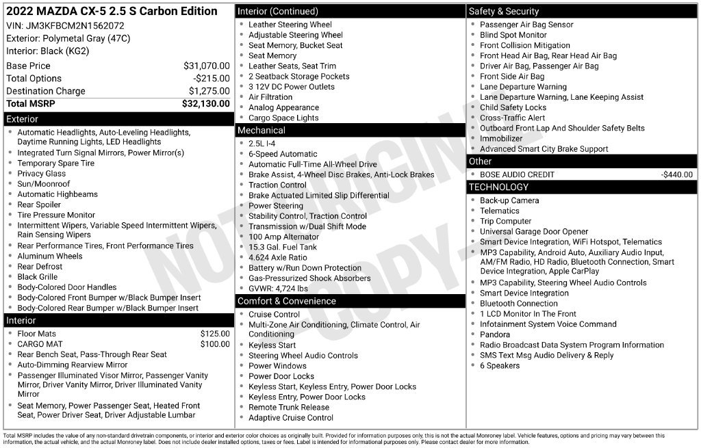 Used 2022 MAZDA CX-5 Carbon Edition AWD/4WD image 13