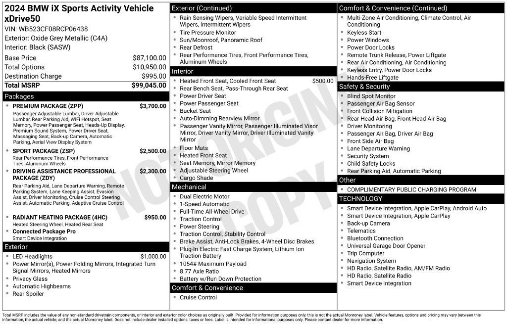 Used 2024 BMW iX xDrive50 w/ Premium Package AWD/4WD image 2