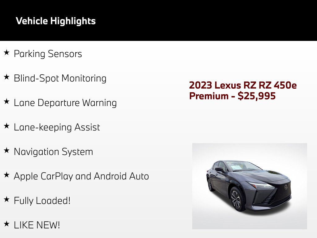Used 2023 Lexus RZ 450e Premium w/ Accessory Package (Z1) AWD/4WD image 59