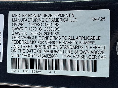 Certified 2025 Honda Accord SE image 27