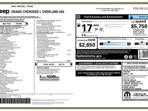 Used 2021 Jeep Grand Cherokee L Overland w/ Luxury Tech Group IV AWD/4WD image 4