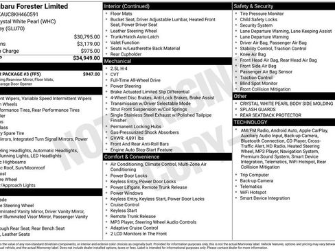 Used 2019 Subaru Forester Limited w/ Popular Package #3 image 5