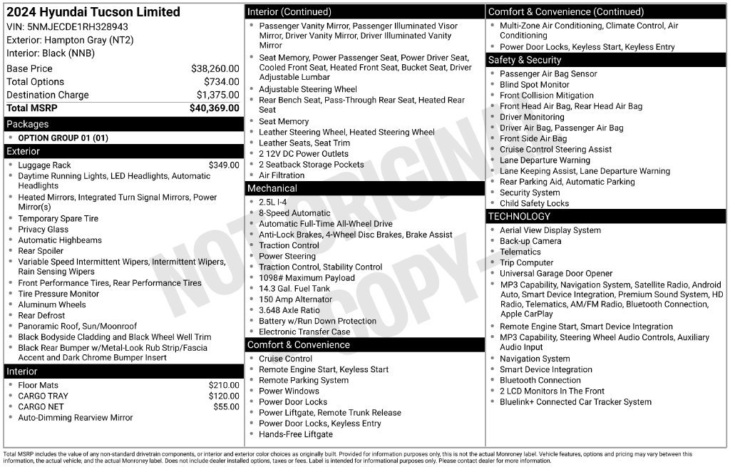 Certified 2024 Hyundai Tucson Limited AWD/4WD image 31