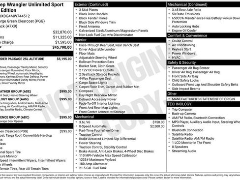 Used 2021 Jeep Wrangler Unlimited Sport AWD/4WD image 10